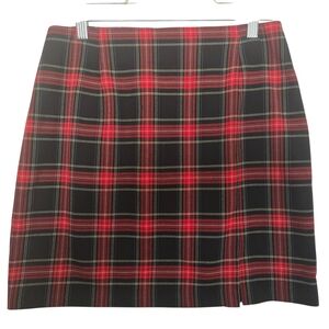 Zara Red and Black Plaid Mini Skirt